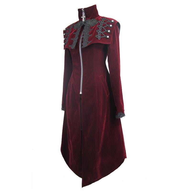 DEVIL FASHION Women's Square Bertha Collar Goth Long Coat