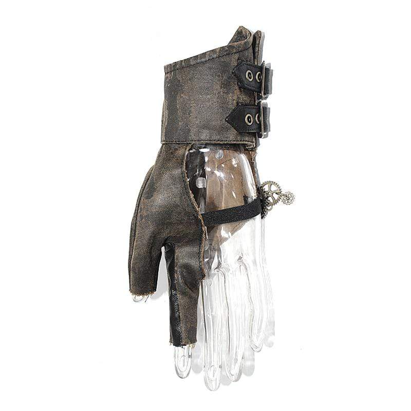 DEVIL FASHION Women's Steampunk Gears Zipper Irregular Gloves