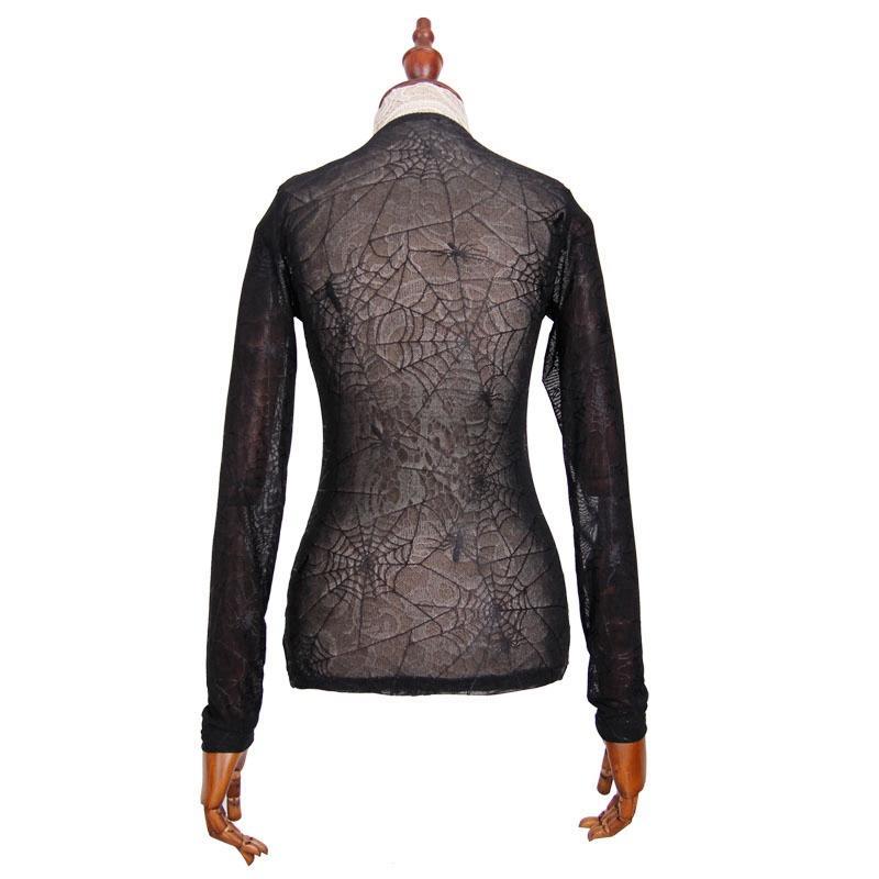 Women's Velvet and Spider Web Lace Top