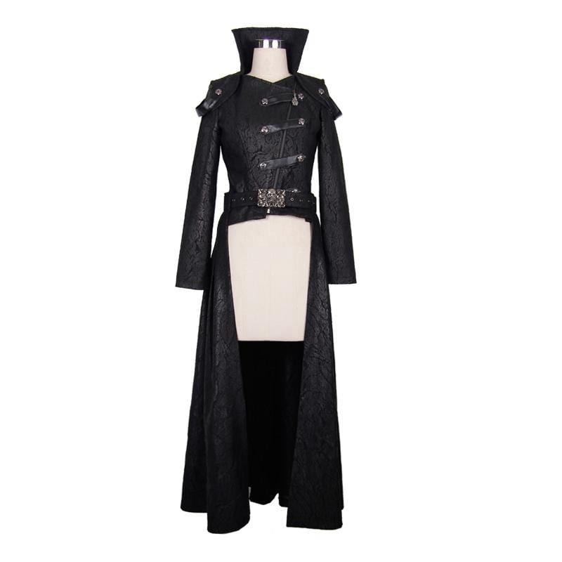 DEVIL FASHION Women's Vintage Basque Style Coat with Detachable Skirt