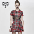 DEVIL FASHION Women's Vintage Gothic Red Plaid Dress
