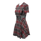 DEVIL FASHION Women's Vintage Gothic Red Plaid Dress