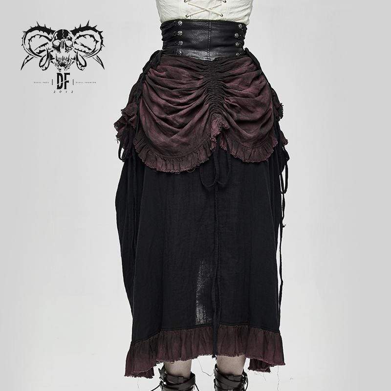 Women's Vintage High-Waisted Gorgeous Muti-layered Ruched Skirts Gowns