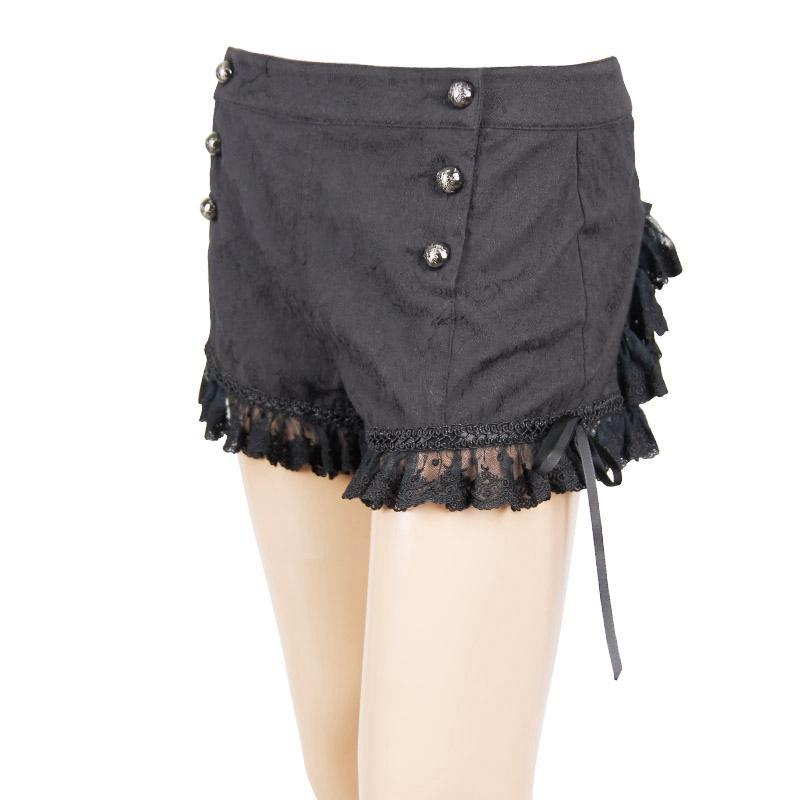 Women's Vintage Punk Shorts with Ruffles and Lacing