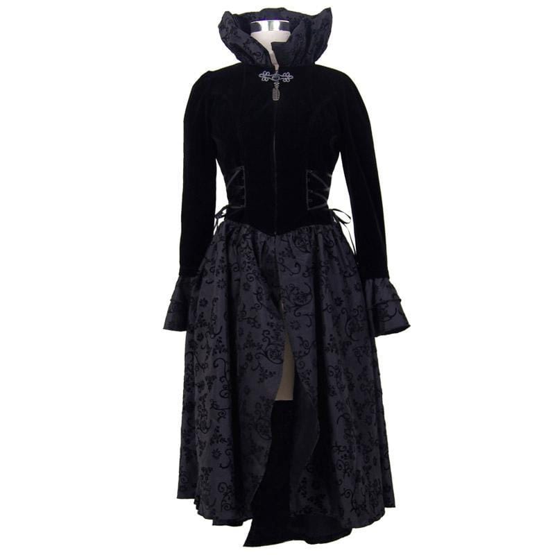 DEVIL FASHION Women's Vintage Style Dress With Bustle and Flounce