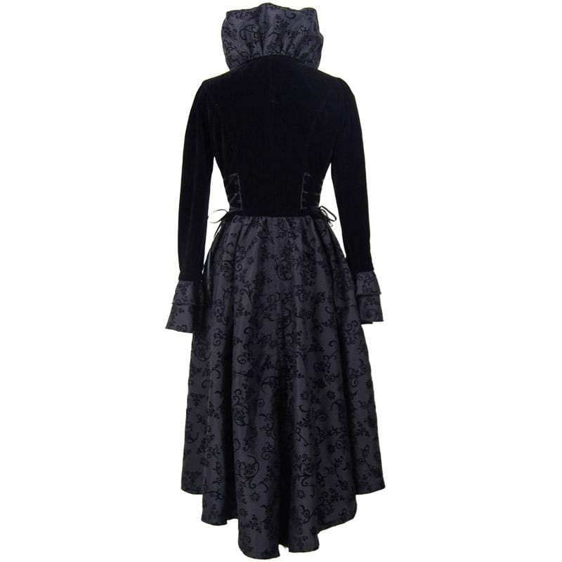 DEVIL FASHION Women's Vintage Style Dress With Bustle and Flounce