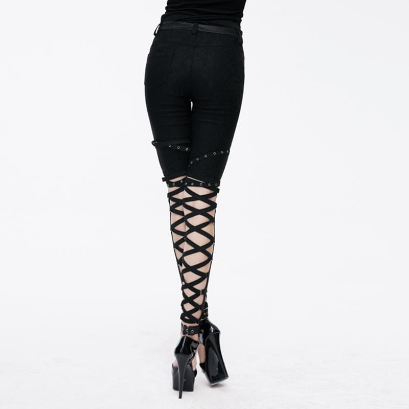 DEVIL FASHION Women's Vintage Trousers with Lacing