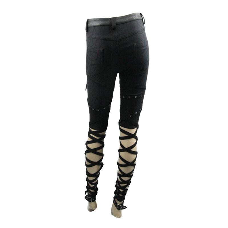 DEVIL FASHION Women's Vintage Trousers with Lacing