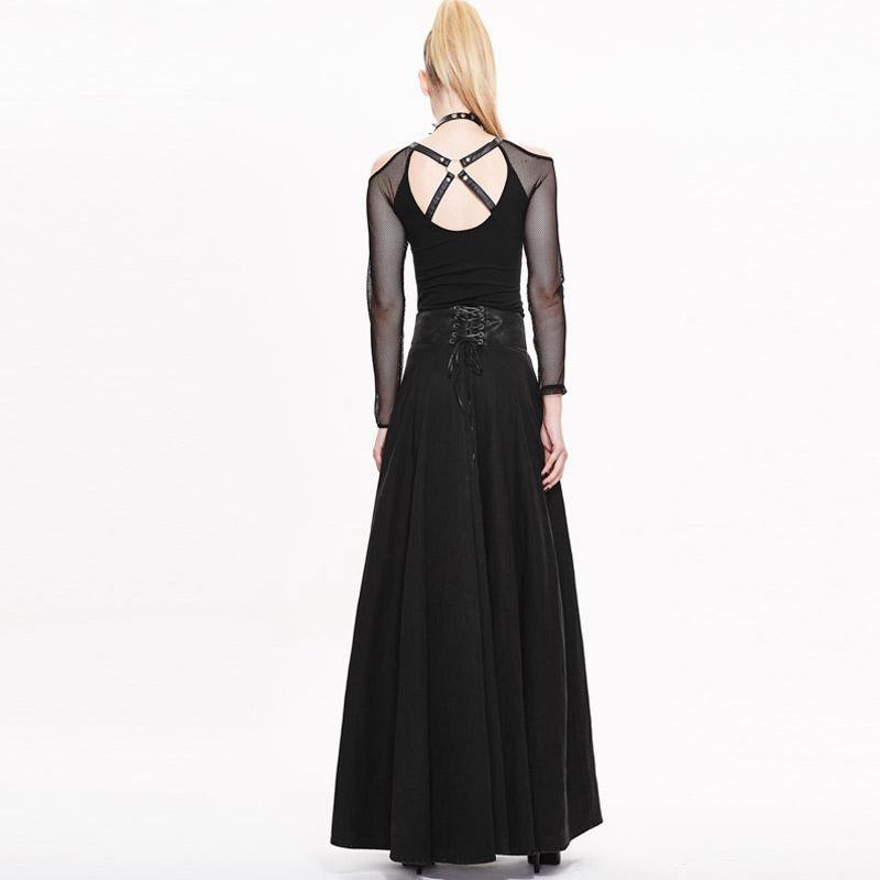 Women's Vintage Umbrella Skirt With Leather Waistband