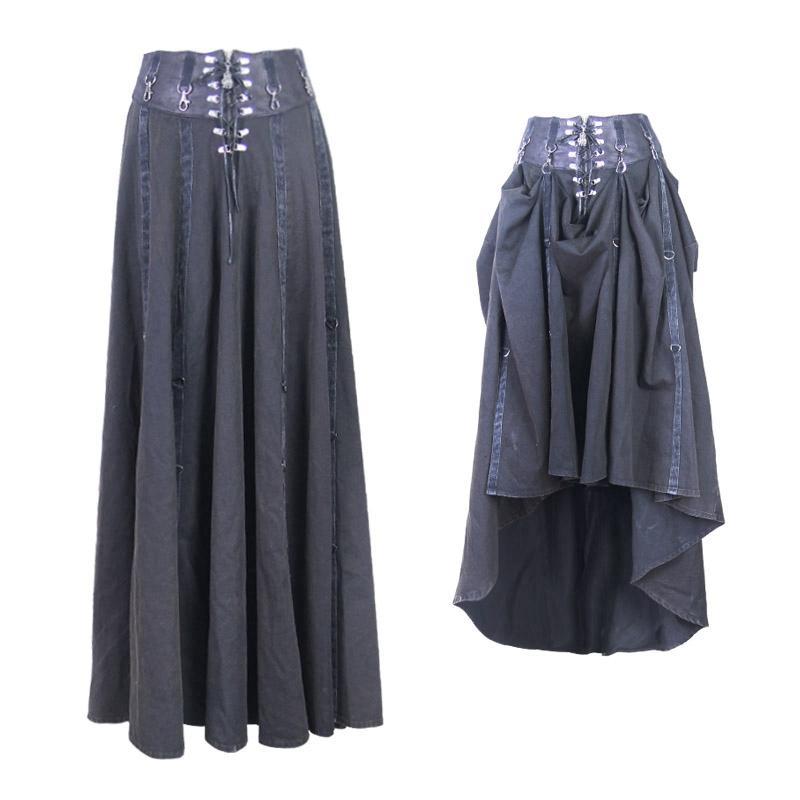 Women's Vintage Umbrella Skirt With Leather Waistband