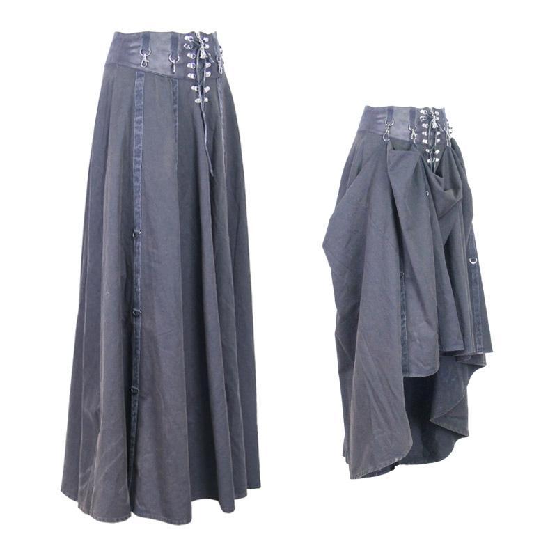 Women's Vintage Umbrella Skirt With Leather Waistband