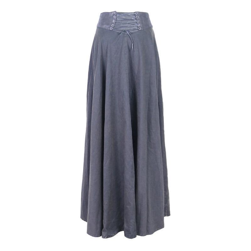 Women's Vintage Umbrella Skirt With Leather Waistband