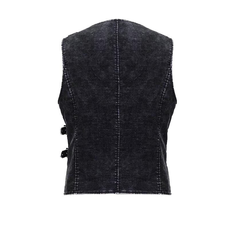 Men's Faux Leather Applique Belts Ropes Waistcoats With Pockets