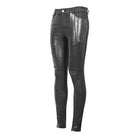 Men's PU Spliced Stripes Skinny Trousers