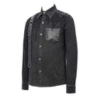 Men's Punk Mesh Applique Harness Denim Shirts