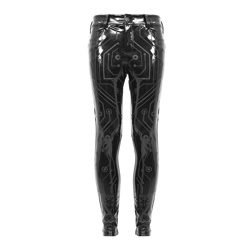 Men's Gothic Lines PU Skinny Pants