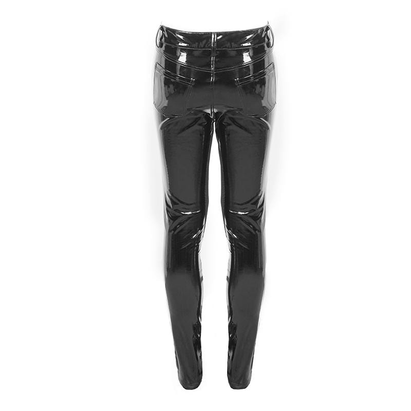 Men's Gothic Lines PU Skinny Pants