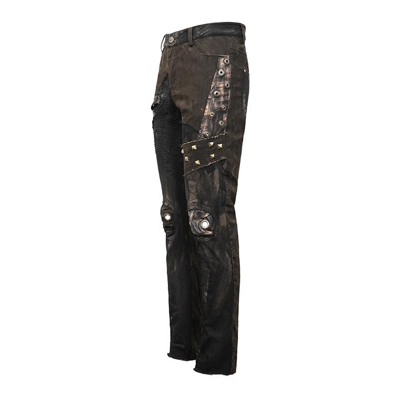 Men's Steampunk Mesh Rivets Eyelets Casual Trousers