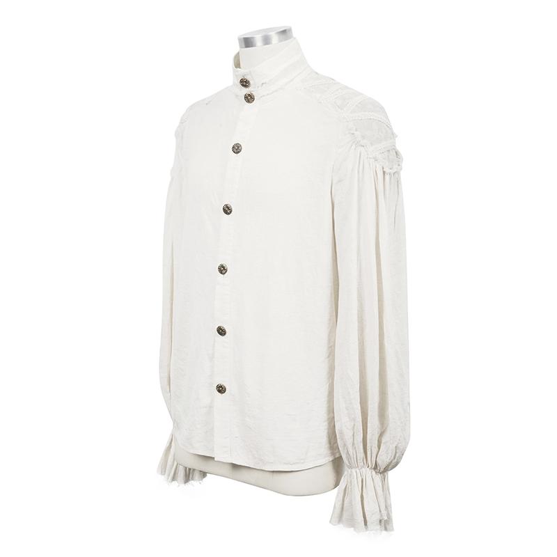 DEVILFASHION Men's Vintage Gorgeous Rococo Puff Sleeved Ruffles Shirts