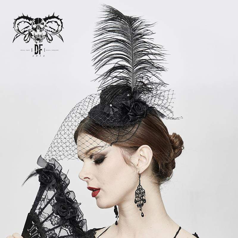 Women's Vintage Feathers Mesh Mini Hats – Punk Design