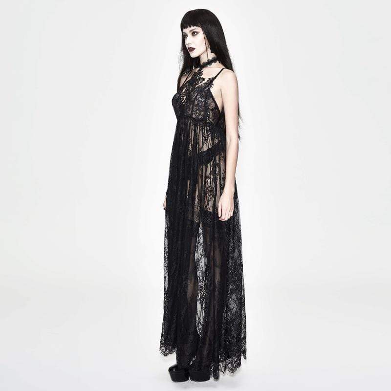 EVA LADY Women's All Lace Long Goth Dress