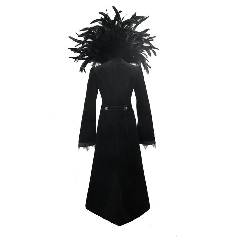 Women's Feathered Collar Gothic Tailcoat