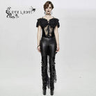 EVA LADY Women's Gorgeous Sheer Floral Lace Ruffled Fitted Corsets With Detachable Hem