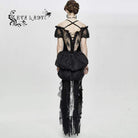 EVA LADY Women's Gorgeous Sheer Floral Lace Ruffled Fitted Corsets With Detachable Hem