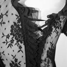 EVA LADY Women's Gorgeous Sheer Floral Lace Ruffled Fitted Corsets With Detachable Hem