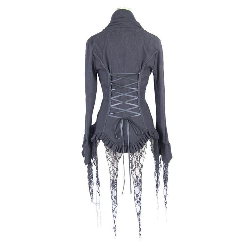 Women's Goth Fitted Blouse Black