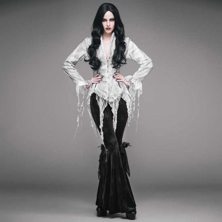 Women's Goth Fitted Blouse White  Punk Design