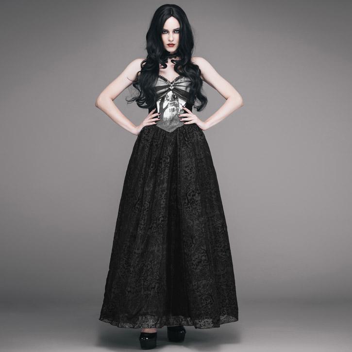 Women's Goth Punk Ankle Length Digital Print Gown