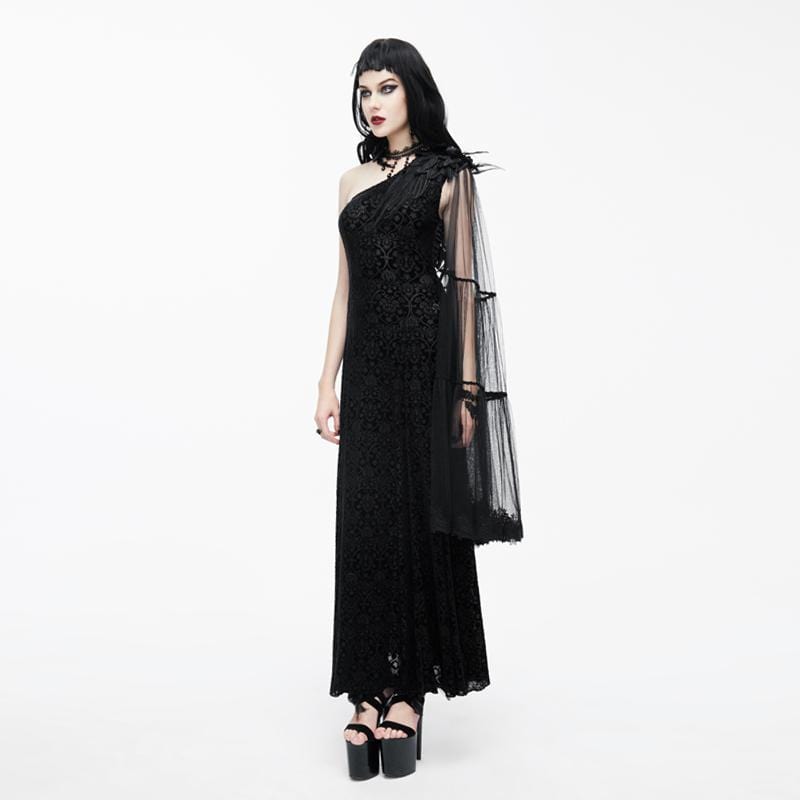 EVA LADY Women's Goth Punk One Shoulder Gown