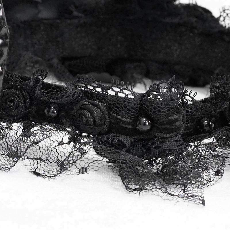 Women's Gothic Black Devil Horn and Roses Headwears