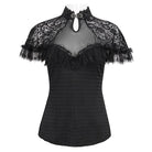 EVA LADY Women's Gothic Cheongsam Collar Lace Splice Ruffled Shirt