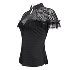 EVA LADY Women's Gothic Cheongsam Collar Lace Splice Ruffled Shirt