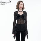 EVA LADY Women's Gothic Cutout Flare Sleeved Lace Shirt