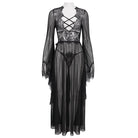 EVA LADY Women's Gothic Flare Sleeved Backless Sheer Sexy Nightgown