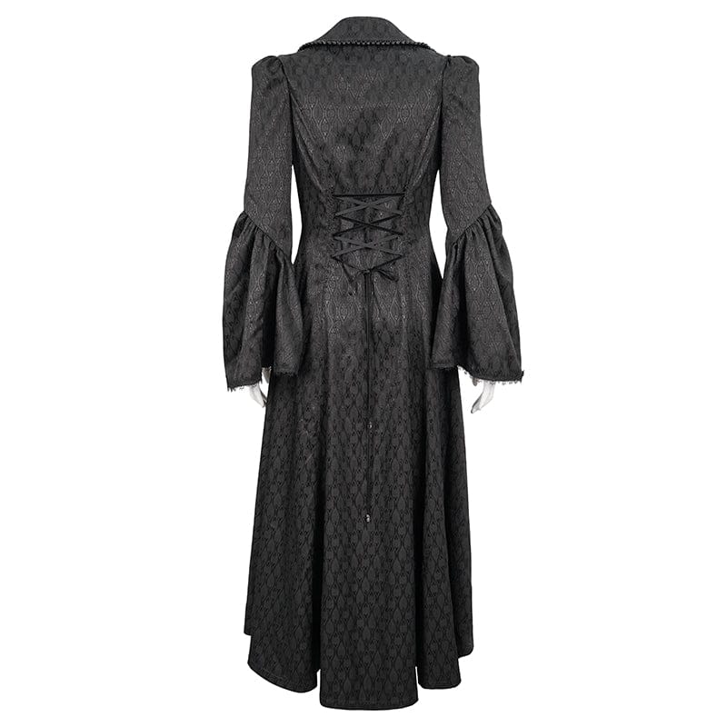EVA LADY Women's Gothic Flared Sleeved Beaded Long Coat