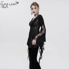 EVA LADY Women's Gothic Flared Sleeved Lace Splice Beaded Shirt