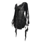 EVA LADY Women's Gothic Flared Sleeved Lace Splice Beaded Shirt