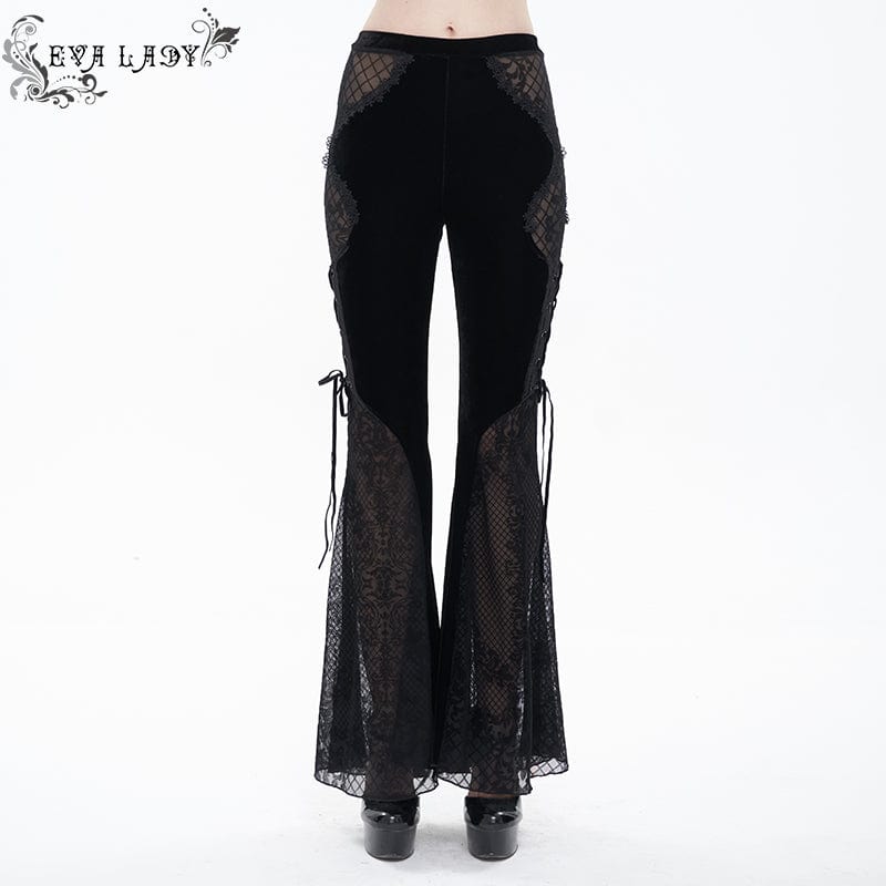 EVA LADY Women's Gothic Floral Lace Bell-bottoms