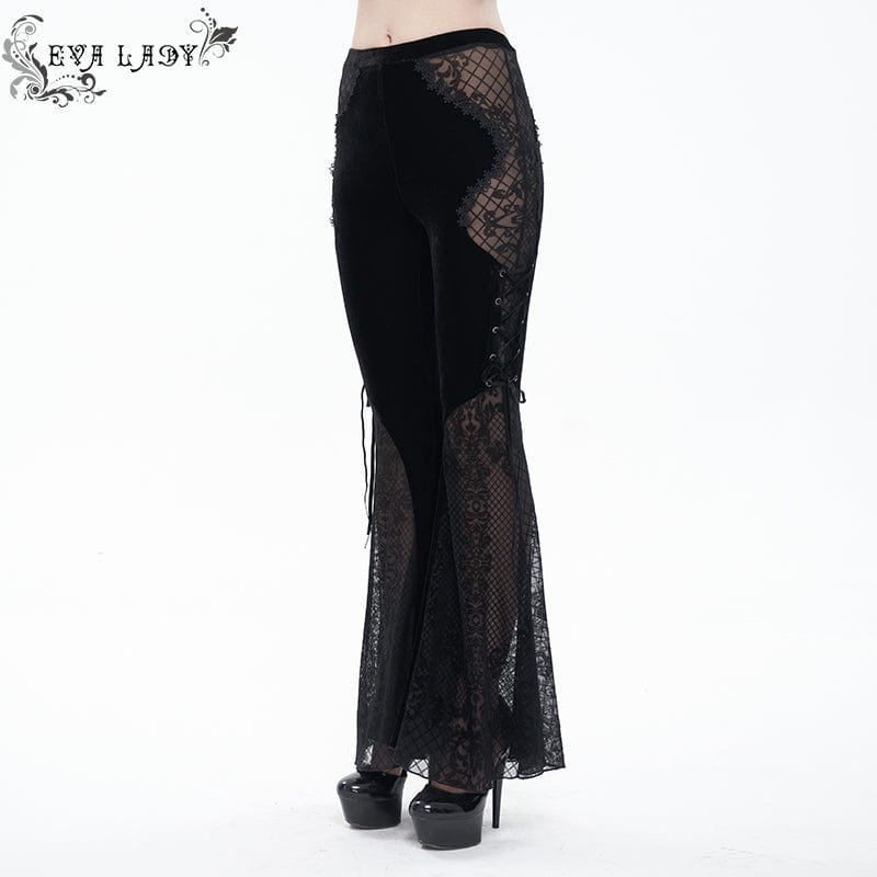 EVA LADY Women's Gothic Floral Lace Bell-bottoms