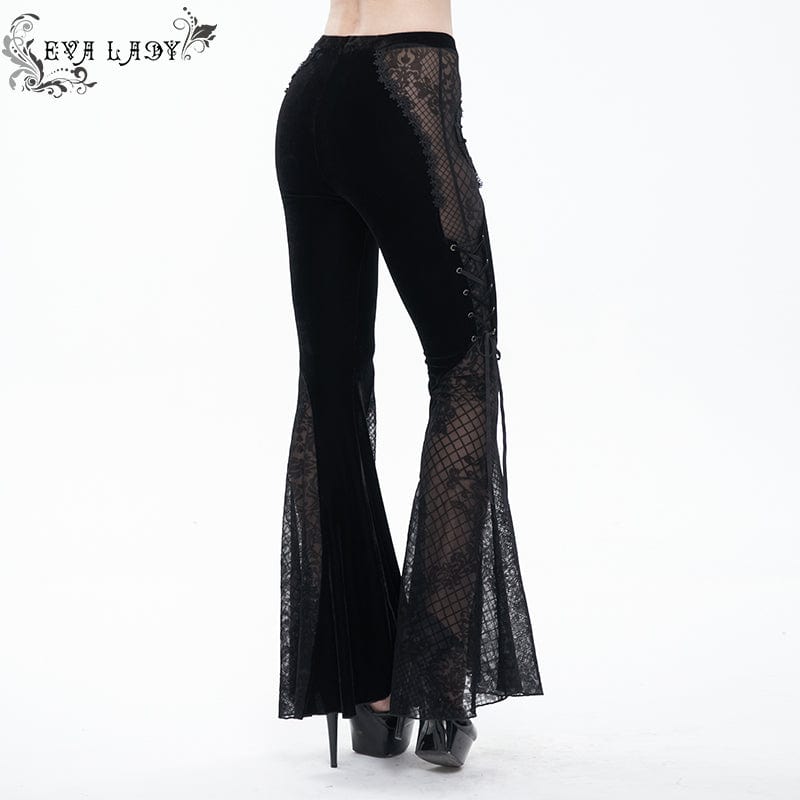 EVA LADY Women's Gothic Floral Lace Bell-bottoms