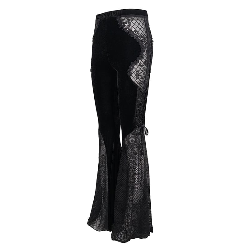 EVA LADY Women's Gothic Floral Lace Bell-bottoms