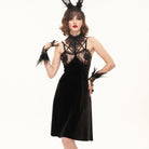 EVA LADY Women's Gothic Halterneck Backless Sexy Velet Nightgown