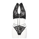 EVA LADY Women's Gothic Halterneck Lace Bra Lingerie Set