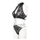 EVA LADY Women's Gothic Halterneck Lace Bra Lingerie Set