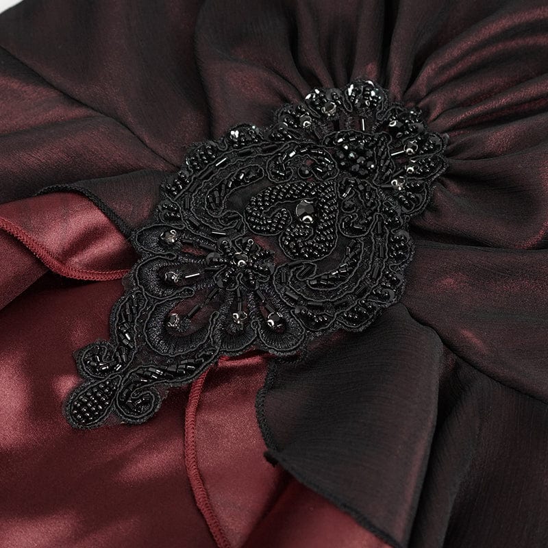 EVA LADY Women's Gothic Lace Sleeved Layered Draped Dress
