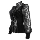 EVA LADY Women's Gothic Puff Sleeved Ruffled Lace Shirt